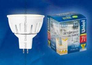 5nb19 300x214 - Лампа светодиодная LED-JCDR-7W/WW/GU5.3/FR ALM01WH пластик