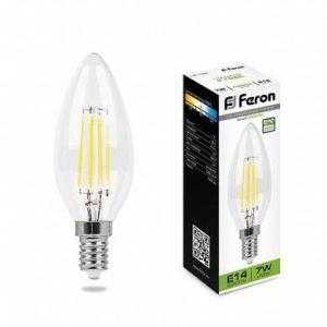 Лампа светодиодная диммируемая Feron LB-166 Свеча E14 7W 4000K
