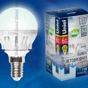 LED-G45-6W/NW/E14/FR ALM01WH пластик