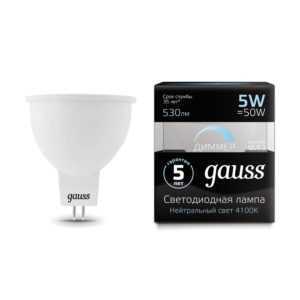 101505205 d 1j 300x300 - Лампа Gauss LED MR16 GU5.3-dim 5W 4100K диммируемая