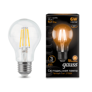 102802106 300x300 - Лампа Gauss LED Filament A60 E27 6W 2700К