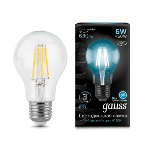 102802206 300x300 - Лампа Gauss LED Filament A60 E27 6W 4100К
