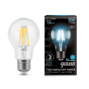 102802208 300x300 - Лампа Gauss LED Filament A60 E27 8W 4100К