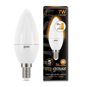 103101107 s 300x300 - Лампа Gauss LED Candle E14 7W 3000К step dimmable