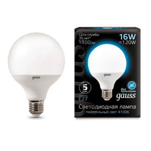105102216 300x300 - Лампа Gauss LED G95 E27 16W 4100K