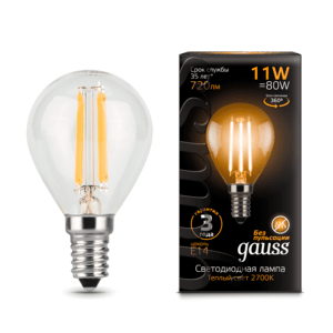 105801111 300x300 - Лампа Gauss LED Filament Шар E14 11W 720lm 2700K 1/10/50