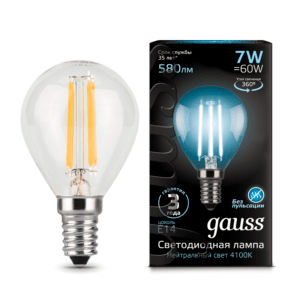 105801207 300x300 - Лампа Gauss LED Filament Globe E14 7W 4100K