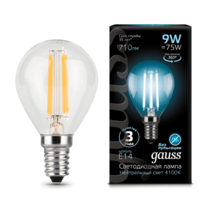 105801209 300x300 - Лампа Gauss LED Filament Globe E14 9W 4100K