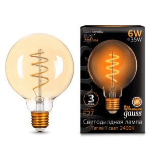 105802007 300x300 - Лампа Gauss LED Filament G95 Flexible E27 6W Golden 2400К