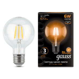 105802106 300x300 - Лампа Gauss LED Filament G95 E27 6W 2700K