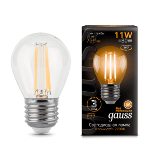 105802111 300x300 - Лампа Gauss LED Filament Шар E27 11W 720lm 2700K 1/10/50