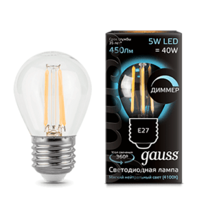 105802205 d 300x300 - Лампа Gauss LED Filament Globe dimmable E27 5W 4100K