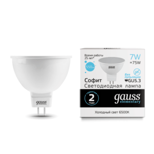 13537 300x300 - Лампа Gauss LED Elementary MR16 GU5.3 7W 6500K