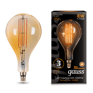 149802008 300x300 - Лампа Gauss LED Vintage Filament A160 8W E27 160*300mm Golden 2400K
