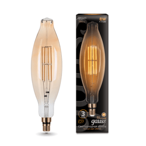 155802008 300x300 - Лампа Gauss Led Vintage Filament BT120 8W E27 120*420mm Golden 2400K