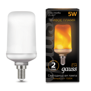 157401105 300x300 - Лампа Gauss Led T65 Corn Flame 5W E14 1500K