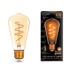 157802006 300x300 - Лампа Gauss LED Filament ST64 Flexible E27 6W Golden 2400К