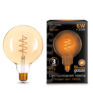 158802008 300x300 - Лампа Gauss LED Filament G120 Flexible E27 6W Golden 2400К