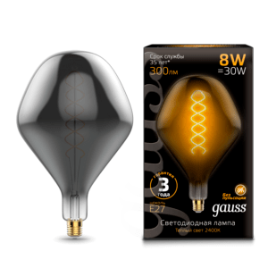 163802008 300x300 - Лампа Gauss Led Vintage Filament Flexible SD160 8W E27 160*270mm Gray 2400K