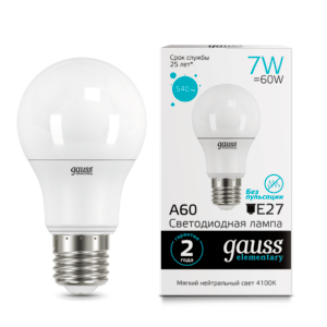 23227a 300x300 - Лампа Gauss LED Elementary A60 7W E27 4100K