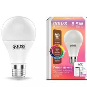 1 300x300 - Лампа Gauss Smart Home A60 8,5W 806lm 2700-6500К E27 RGBW+изм.цвет.темп.+диммирование LED 1/10/40