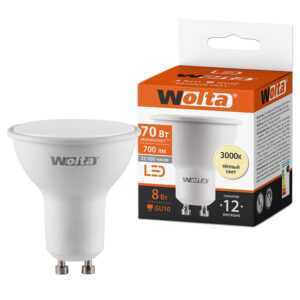31 1 300x300 - Светодиодная лампа WOLTA 25YPAR16-230-8GU10 8Вт 3000K GU10